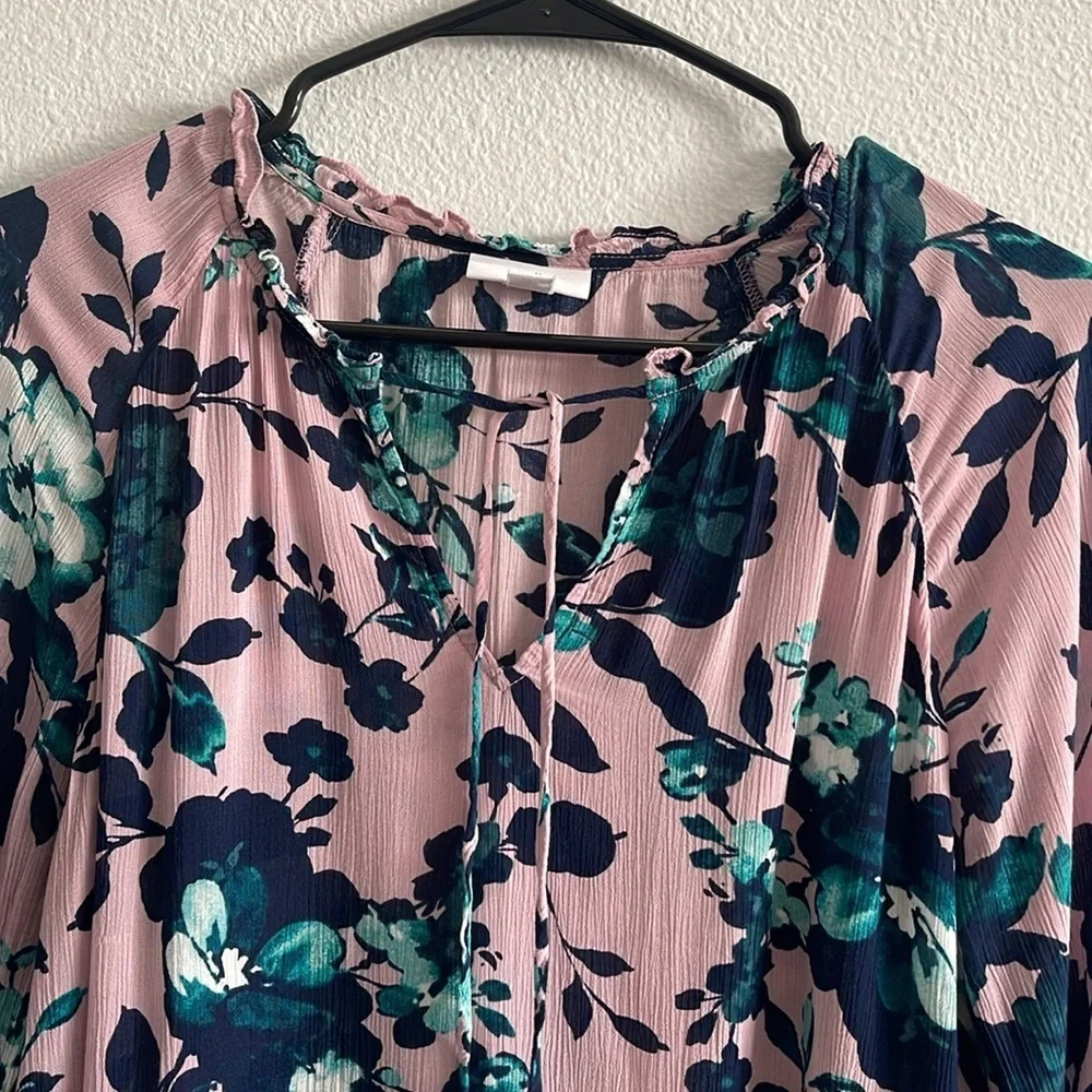 J.Jill Mauve Beautiful Blossoms Tunic top Size Small Petite - Picture 6 of 10